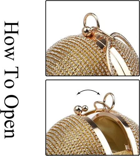 Miniatura 4 de GUOZI Bolso redondo para mujer con borla con diamantes de imitación para boda fiesta