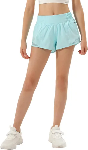 Miniatura 2 de Aurefin Pantalones cortos deportivos para niñas, pantalones cortos ligeros para correr para adolescentes, niñas, pantalones cortos deportivos