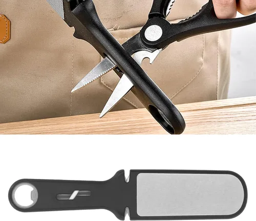 Miniatura 5 de Afilador de cuchillos de doble cara, piedra de afilar cuchillos portátil multifunción 6 en 1, piedra afiladora de cuchillos manual para cocina