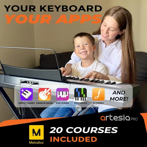 Miniatura 6 de Artesia Teclado de piano digital portátil de 61 teclas con teclas semipesadas de tamaño completo, paquete para principiantes con pedal de sustain