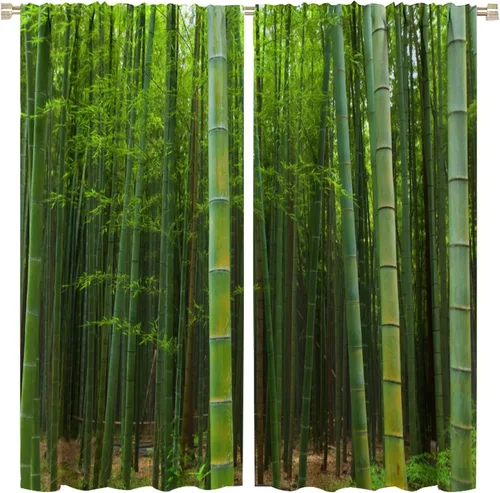 Miniatura 32 de Cortinas de bambú 3D impresas para exteriores, cortinas de bambú natural japonés zen, sala de estar, cocina, bolsillo para barra, cortinas