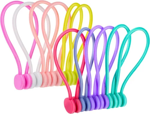 Miniatura 11 de Bridas magnéticas para cables, organizadores de cables magnéticos de silicona reutilizables para agrupar, clips de refrigerador, marcadores