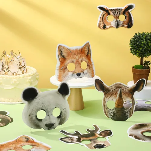 Miniatura 5 de 32 máscaras faciales de animales de safari monstruo para niños, monstruo, selva, bosque, zoológico, animales, máscaras de dibujos animados