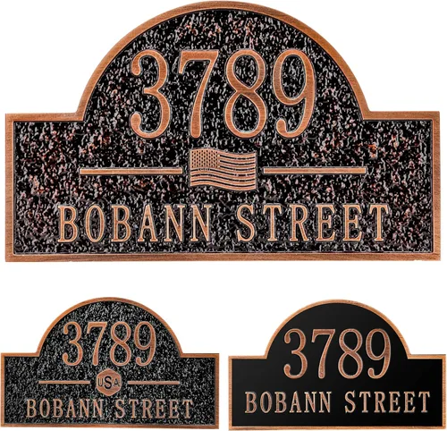 Miniatura 30 de Letrero de dirección personalizado, placa de dirección de número de casa, placa de dirección personalizada, metal o latón antiguo acrílico