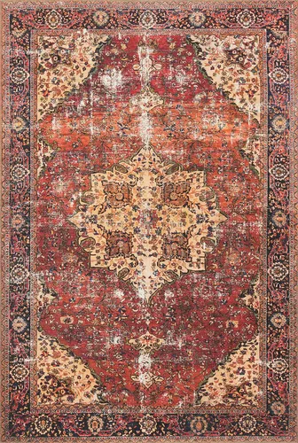 Loloi Loren Collection LQ-07 - Alfombra de área roja/azul marino, 5 pies x 7 pies 6 pulgadas Rojo/ azul marino