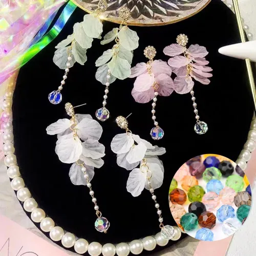 Miniatura 6 de Cuentas de cristal de vidrio 400 piezas 4mm cuentas facetadas redondas de vidrio espaciadoras para hacer joyas, pulseras, aretes, collares, Rosa
