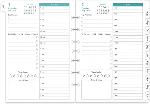 Miniatura 12 de Recambios de agenda 2026 para carpeta A5, agenda diaria y mensual de una página por día, de enero de 2026 a diciembre de 2026, lista de tareas