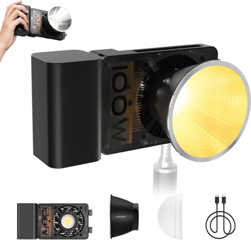 ZHIYUN CINEPEER CX100 - Luz de video LED de 100 W con batería incorporada de 4500 mAh, iluminación de salida continua COB bicolor 2700K-6500K para