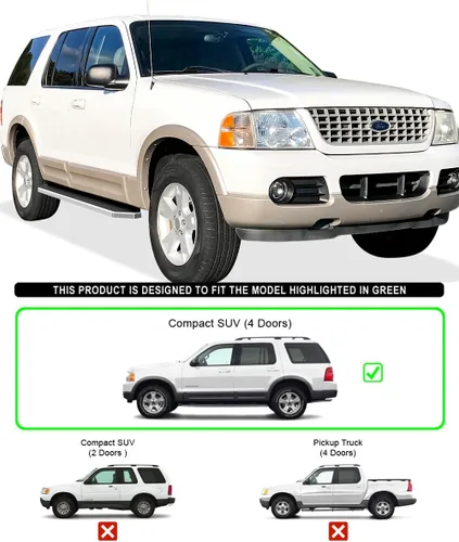 Miniatura 2 de APS Estribos de aluminio de 6 pulgadas (estilo plano pulido), barras Nerf, escalones laterales compatibles con Ford Explorer Mercury Mountaineer