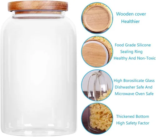Miniatura 4 de SAIOOL Frascos de almacenamiento de alimentos de vidrio de diseño moderno transparente, contenedores de almacenamiento de alimentos de vidrio, 100