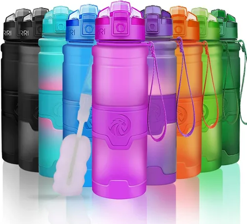 Miniatura 16 de Botella de agua deportiva Zorri, 400/500/700ml/1L, sin BPA, a prueba de fugas, ligera, botellas Tritan para exteriores, camping, ciclismo, fitness