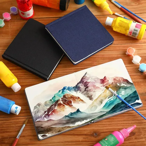 Miniatura 2 de Mooliwe 6 cuadernos de bocetos de acuarela, diario pequeño de acuarela de papel, a granel para pintar 300 GSM, 140 libras, algodón prensa en frío