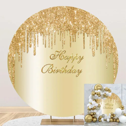 Telón de fondo redondo dorado de 3 x 3 pies, lujoso telón de fondo de fotografía dorado brillante para niñas y mujeres, decoración de fiesta de