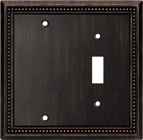 Miniatura 116 de Henne Bery Sunken Pearls - Placa de pared decorativa resistente para interruptor, cubierta para tomacorrientes (doble dúplex, níquel satinado)