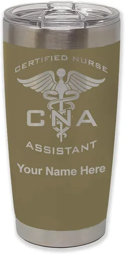 Miniatura 36 de LaserGram Vaso aislado al vacío de 20 onzas, asistente de enfermera certificada por CNA, grabado personalizado incluido (negro)