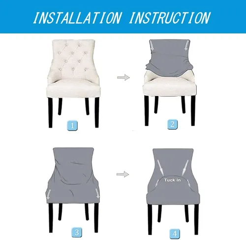 Miniatura 7 de Juego de 1 fundas elásticas para silla con respaldo de ala, protector reutilizable para silla de brazo, protector lavable para silla de comedor