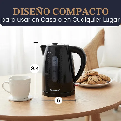 Miniatura 6 de Elite Gourmet EKT5051 - Hervidor eléctrico de agua de 1.7L, sin BPA, ebullición rápida, apagado automático, protección contra secado, base giratoria