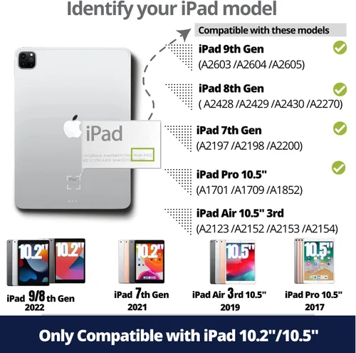 Miniatura 4 de WIWU Funda para iPad de 9ª/8ª/7ª generación con teclado, funda desmontable con soporte vertical, para Air 3rd, iPad Pro 10.5 pulgadas, trackpad