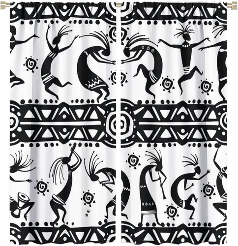Miniatura 19 de Kokopelli - Cortinas opacas para cocina, decoración de sala de estar, dormitorio, 21 x 45 pulgadas, 2 paneles