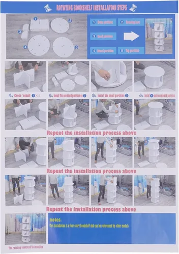 Miniatura 8 de CNCEST Estantería giratoria de 360°, estante organizador de estantería de 5 niveles, estantería de 360 niveles de 5 niveles, estantería de PVC
