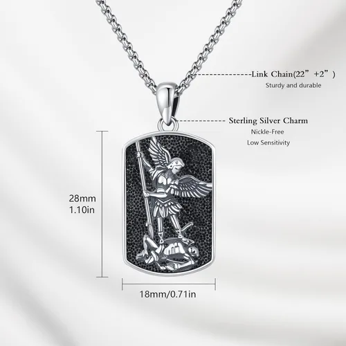 Miniatura 3 de Brisskaari Collar con colgante de San Miguel, San Cristóbal, San Patricio, San Juda, San Benito, San José, plata de ley 925, medalla de amuleto