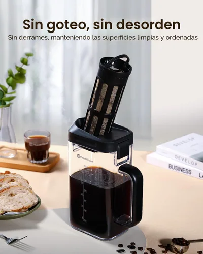 Miniatura 5 de Maestri House Cafetera Compacta para Café de Infusión Fría, Jarra de Tritan Ahorradora de Espacio de 40oz para Té Helado y Café, Filtro de 350