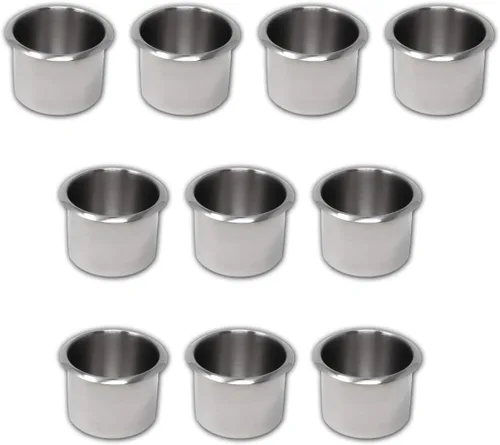 Miniatura 2 de DA VINCI Lote de 10 soportes para latas de mesa de póquer de acero inoxidable, se adapta a latas de soda estándar o botellas de cerveza