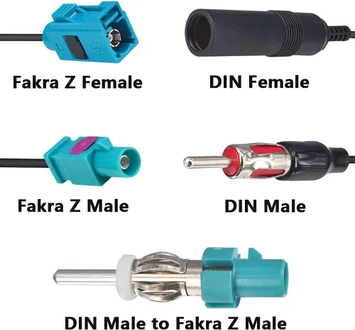 Miniatura 2 de onelinkmore Fakra Z a DIN Kit de 3 adaptadores — Fakra Z macho/hembra a Motorola DIN enchufe/zócalo, convertidor de antena de radio FM AM para VW