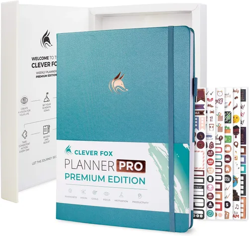 Miniatura 13 de Clever Fox Planner Pro Premium - Lujosa agenda semanal y mensual con organizador de presupuesto para productividad y objetivos, sin fecha, A4