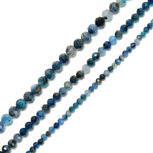 Miniatura 3 de JM Design Cuentas redondas facetadas de cianita azul natural, tamaño 0.079 in, 15,5 '' hebra para la fabricación de joyas
