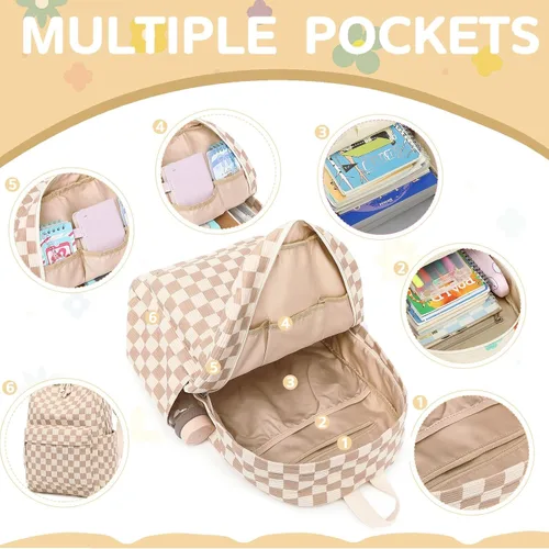 Miniatura 13 de Bluboon Juego de mochila para adolescentes, mochila escolar para niñas, lonchera y lápices, bolsas para estudiantes, 3 en 1, rosa-3 juegos, Escuela