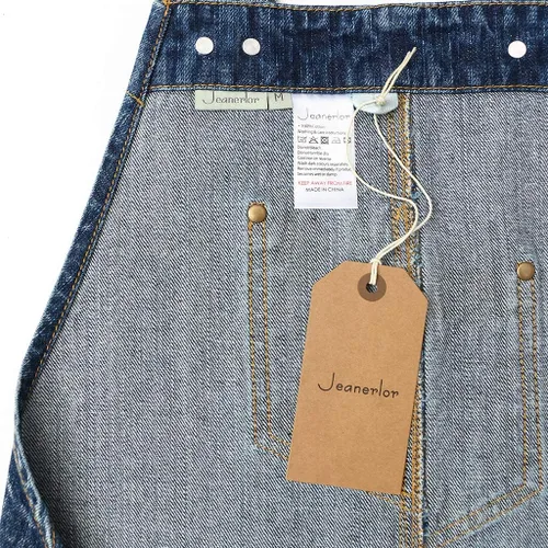 Miniatura 8 de Jeanerlor - Delantal de mezclilla con 4 bolsillos para mujeres y hombres - Estilo lavado correas cruzadas en la espalda y ajustable S a XXXL, Azul