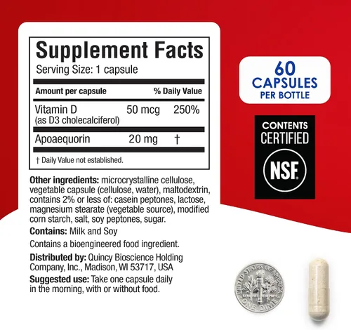 Miniatura 6 de Prevagen Mejora la memoria: fuerza extra de 20 mg, 60 cápsulas, con apoequorina y vitamina D y prevagen 7 días píldora Suplemento cerebral