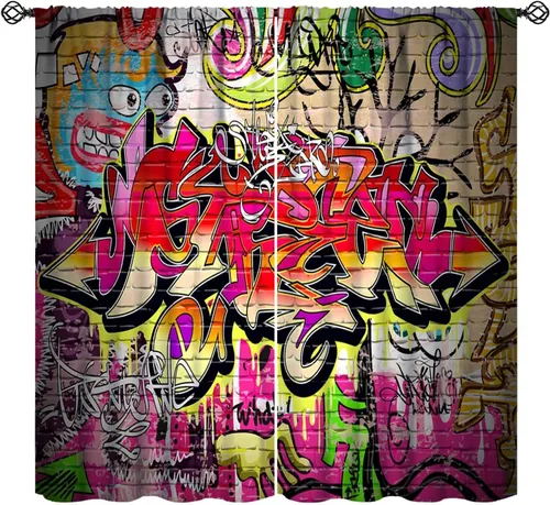 Miniatura 17 de Cortina opaca de graffiti para pared de ciudad, graffiti, hip hop, cultura callejera, impresión colorida de arte abstracto para niños, adolescentes