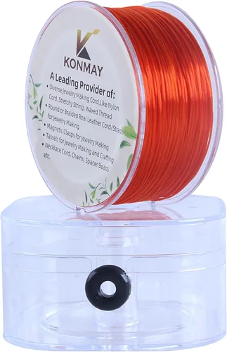 Miniatura 8 de KONMAY 1 Rollo de Cuerdas Planas Elásticas para Pulseras de 0.032 in con Estuche Organizador, 90 Yardas de Hilo Elástico de Cristal Negro para Hacer