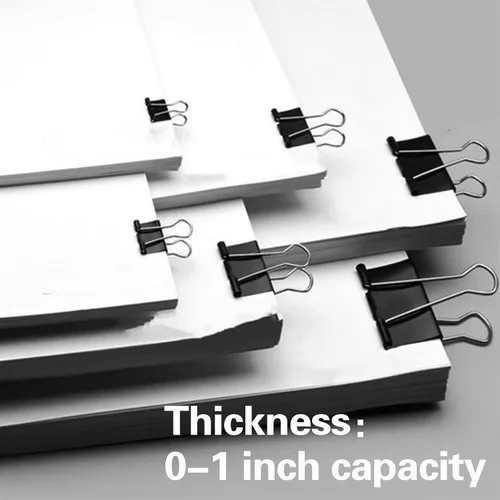 Miniatura 6 de Clips para carpeta, paquete de 300 abrazaderas de papel, varios tamaños (negro), Jumbo, grande, mediano, pequeño, mini y micro, 6 tamaños