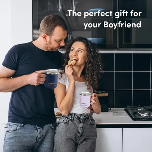 Miniatura 4 de VAHDAM Taza Boyfriend de 10.1 fl oz Taza de viaje aislada al vacío de acero inoxidable azul real Regalo del día de San Valentín para él Taza