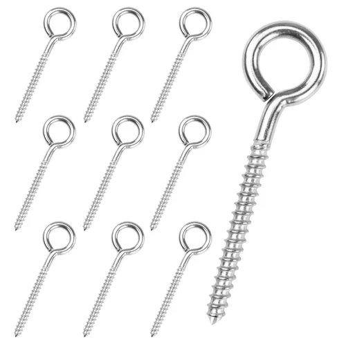Miniatura 6 de Muzata 20 tornillos de ojo de 2 pulgadas para madera T316 acero inoxidable M4 ojales ganchos autorroscantes para interiores y exteriores CN22