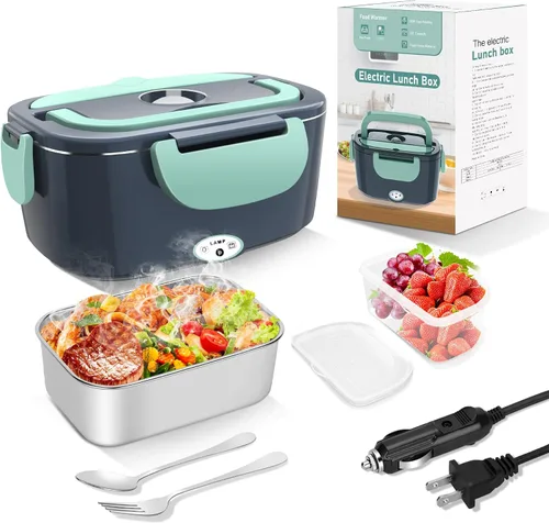 Miniatura 9 de Fiambreras eléctricas con calefacción para adultos: Fiambrera eléctrica de 80W para calentar alimentos 12/24/110V 1.5L Fiambrera calentable
