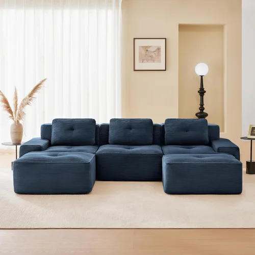 Miniatura 50 de Sofás modulares sin hueso de 152.8 pulgadas para sala de estar, sofá modular con diván en forma de L, cómodo asiento profundo tapizado de tela
