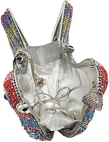 Miniatura 6 de Boutique De FGG Monederos de mano de cristal para mujer, elegante bolso de noche con diamantes de imitación, paloma de graduación, bolso de mano
