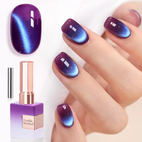 Miniatura 49 de Double Rhythm Esmalte de gel Jelly Glass de ojo de gato con imán, 0.5 onzas líquidas, brillo holográfico, brillante, translúcido