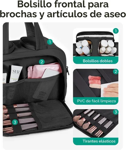 Miniatura 2 de BAGSMART Bolsa de Aseo de Viaje, Bolsa de Aseo Resistente para Mujeres, Bolsas de Aseo Ampliamente Abiertas y Esponjosas para Viajar, Organizador
