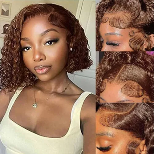 Miniatura 18 de Peluca de encaje frontal de 30 pulgadas, cabello humano prearrancado de densidad 180, peluca de encaje frontal brasileña con cabello húmedo y Encaje