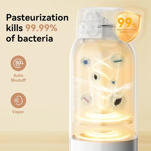 Miniatura 5 de Calentador de botellas portátil para viajes, calentamiento rápido de 3 minutos para leche materna, fórmula y agua, frasco grande de acero inoxidable