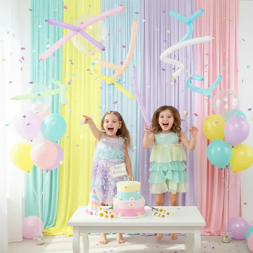 Miniatura 5 de Cortinas de fondo de unicornio de 10 x 7 pies - Fondo mágico de fiesta de arcoíris pastel para cumpleaños, baby shower, eventos de niñas - Tela sin