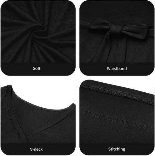 Miniatura 5 de Runwind - Vestidos largos de talla extragrande para mujer, con estampado floral, sueltos, manga 34 y cinturón