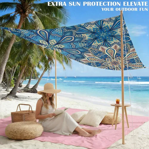 Miniatura 62 de Famstar Beach Blanket Oversized Extra Large 78"X81"/10'X9',Waterproof Sandproof Beach Blanket 2-8 Adults Lightweight Durable for Travel Camping