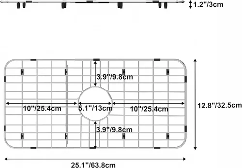 Miniatura 3 de Protector de rejilla de fregadero Rejilla inferior de acero inoxidable para fregadero de cocina Rejilla de fregadero con drenaje central Protector