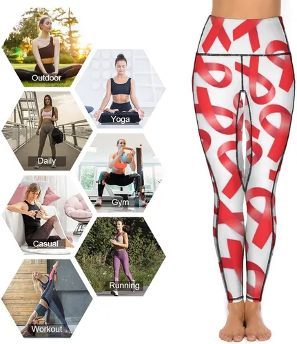 Miniatura 5 de Aids Day Awareness Red Ribbon Women's Yoga Pants High Waist Leggings with Pockets Gym Workout Tights